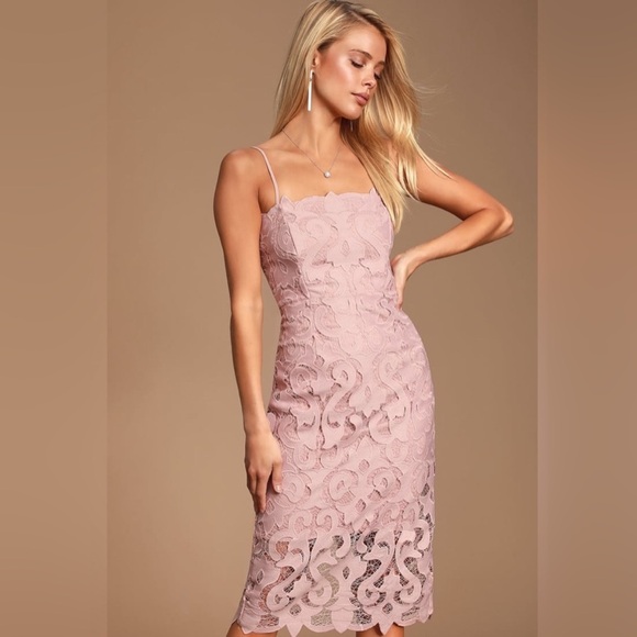 Bardot Dresses & Skirts - Bardot Lina Blush Lace Midi Dress
